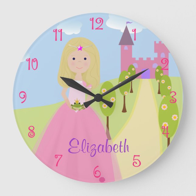 Sweet Blonde Princess Personalised Large Clock (Front)