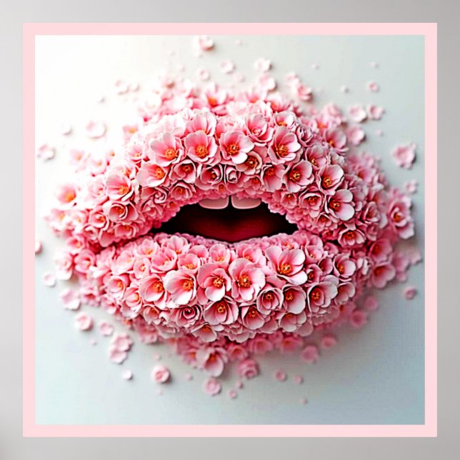 Sweet Bloom Lips Art Poster (Front)