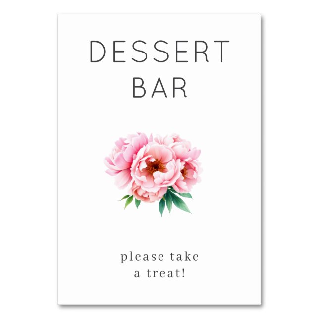 Sweet Blossom Dessert Bar Invitation Table Number (Front)