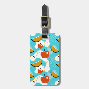 Sweet Blue Abstract Pear Apple Orange Fruit Luggage Tag