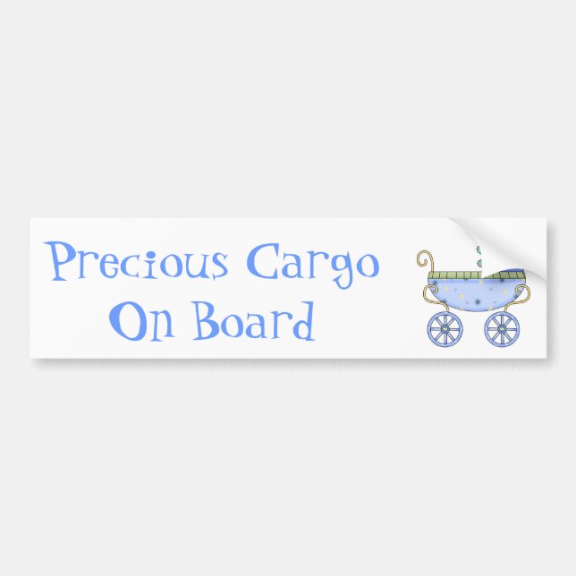 Sweet Blue Baby Carriage Baby Bumper Sticker (Front)