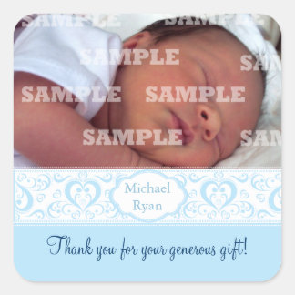 Sweet Blue Band Baby Thank You Stickers