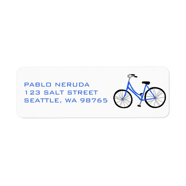 Sweet Blue Bicycle Bike CUSTOM Mailing Address (Front)
