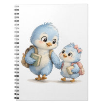 Sweet Blue Bird Siblings Spiral Notebook