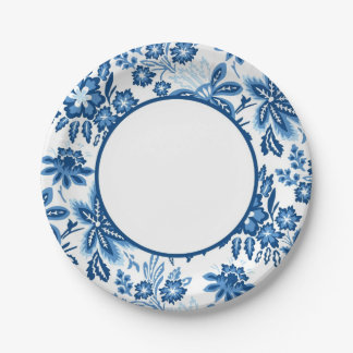 Sweet Blue Blooms Paper Plate