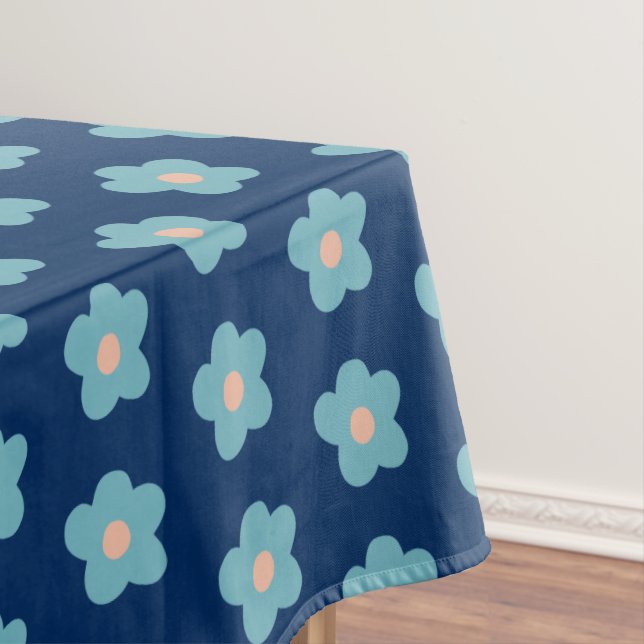 Sweet Blue Blossoms on Navy Tablecloth (In Situ)