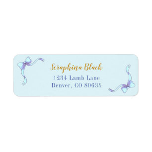 Sweet Blue Bow Baby Shower Label