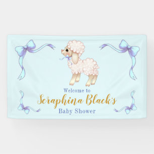 Sweet Blue Boy Lamb Baby Shower Banner