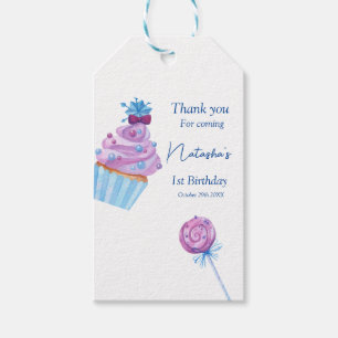 Sweet blue candy birthday gift tags