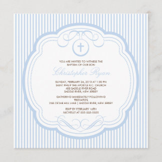 Sweet Blue Cross Baby Boy Baptism Inviation Invitation