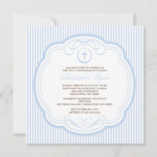 Sweet Blue Cross Boy Communion Invitation