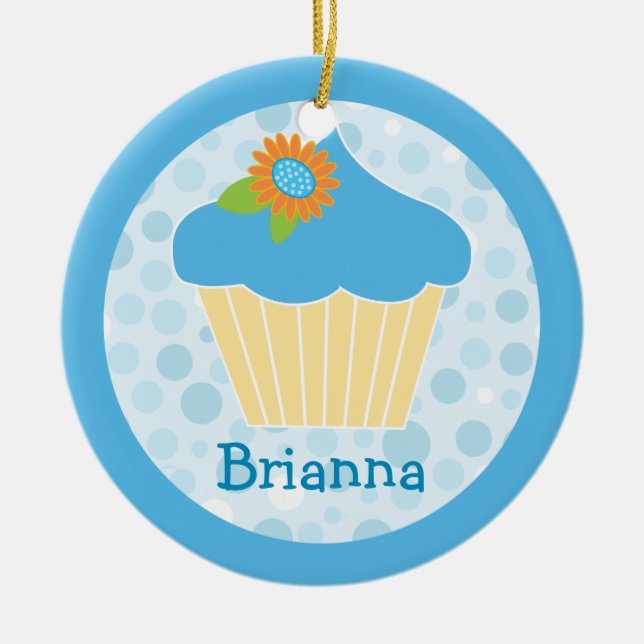 Sweet Blue Cupcake Ornament (Front)