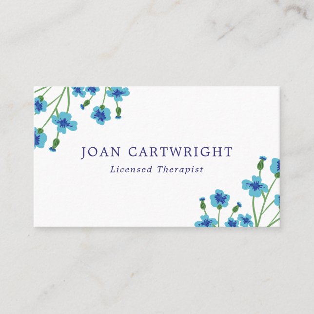 Sweet Blue Flowers Business Card (Front)