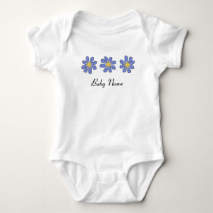 Sweet Blue Flowers with Custom Baby Name Bodysuit