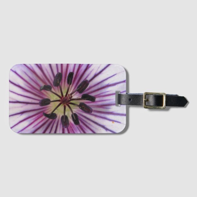 Sweet Blue Geranium Flower Detail Luggage Tag (Front Horizontal)