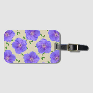 Sweet Blue Geranium Flowers on any Colour Luggage Tag
