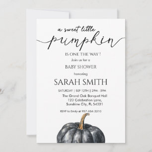  Sweet blue Little Pumpkin Baby Shower Invitation
