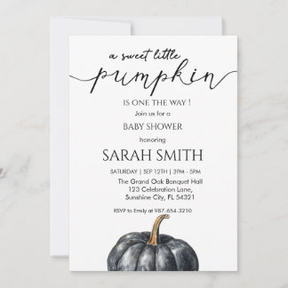  Sweet blue Little Pumpkin Baby Shower Invitation