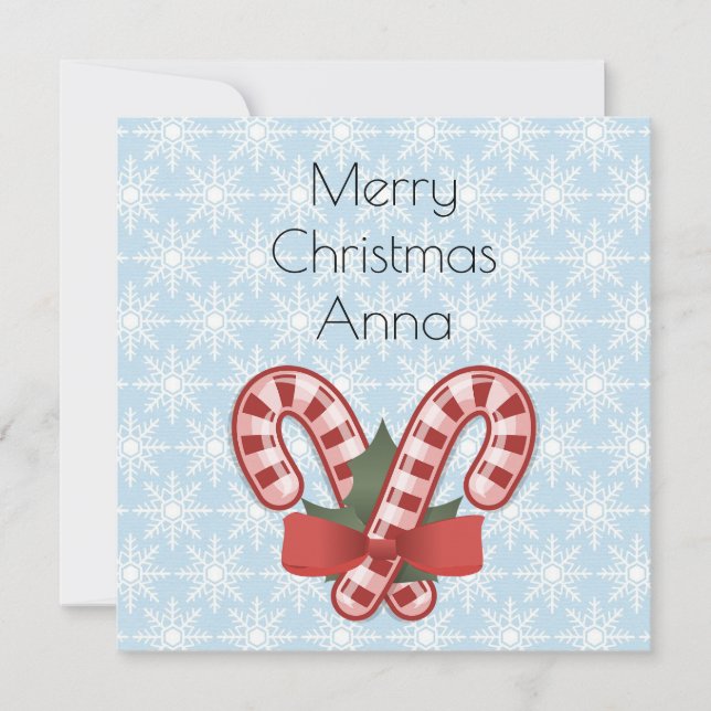 Sweet Blue Snowflake, Red Candy Stick (Front)