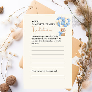 Sweet Blue Teddy Bear Family Tradition Baby Shower