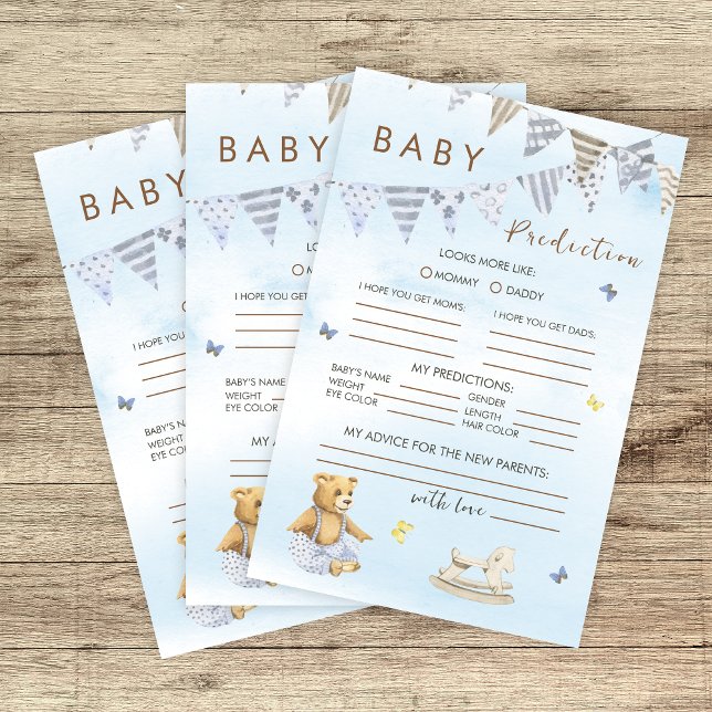 Sweet Blue Watercolor Bunting Bear Prediction Game (Creator Uploaded)