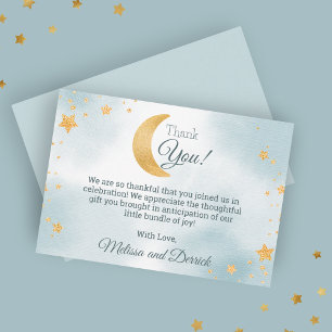 Sweet Blue We're Over the Moon Boy Baby Shower Thank You Card