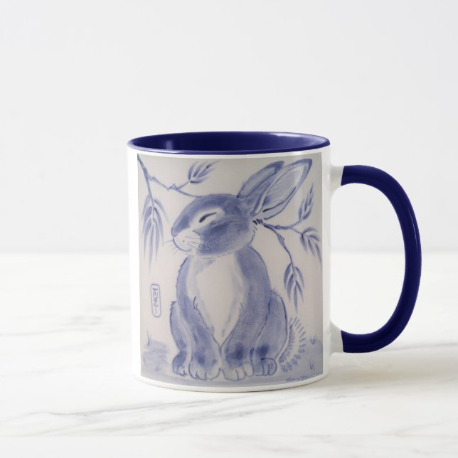 Sweet Blue & White Bunny Rabbit Design Mug (Right)