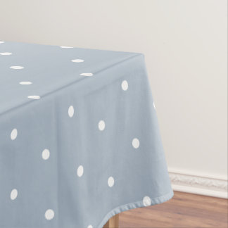 Sweet Blue Whte Polkadots Vintage Tablecloth