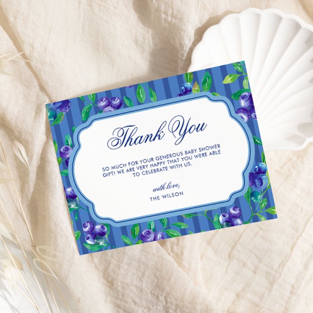 Sweet Blueberries Baby Shower  Thank You Card (Creator Uploaded)