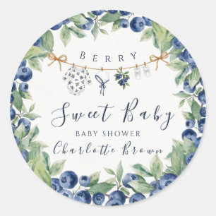Sweet Blueberry Baby Shower Boy Round Stickers