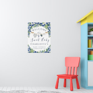 Sweet Blueberry Baby Shower Boy Welcome Poster