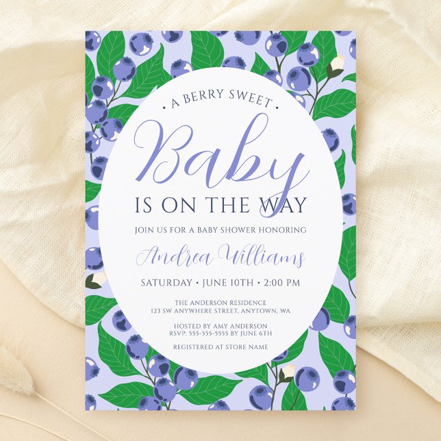 Sweet Blueberry Blue Baby Shower Invitation (Creator Uploaded)