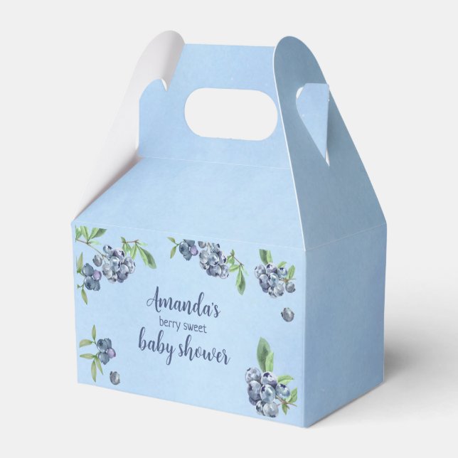 Sweet Blueberry Watercolor Baby Shower Favour Box (Front Side)