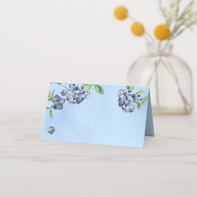 Sweet Blueberry Watercolor  Place Card (Front)