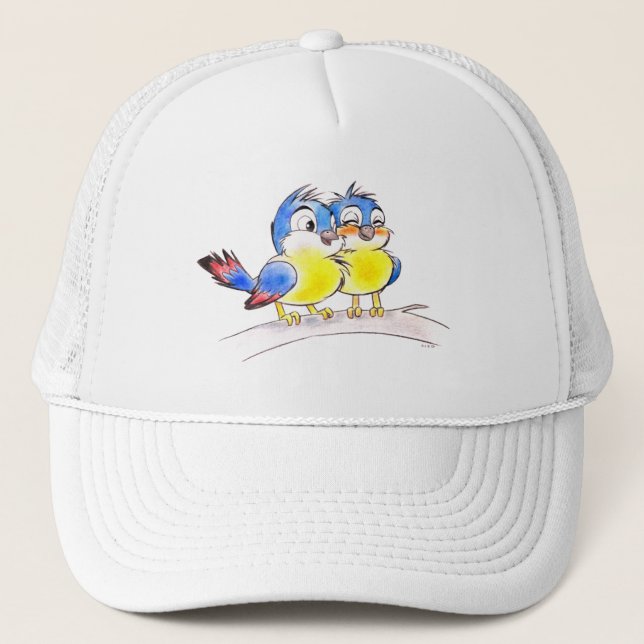 Sweet Bluebirds on a Branch Trucker Hat (Front)
