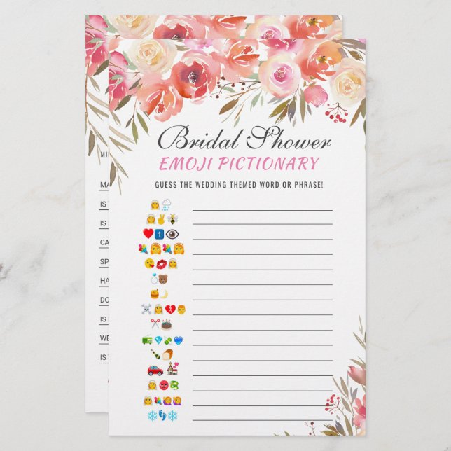 Sweet Blush Floral Double-Sided Bridal Shower Game (Front/Back)