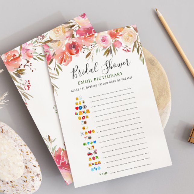 Sweet Blush Flowers Bridal Shower Game Card (Creator Uploaded)