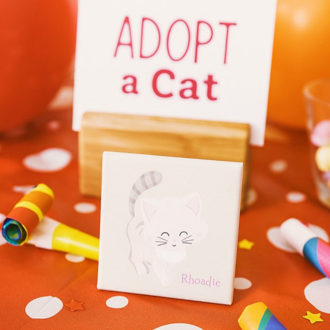 Sweet Blush Kitten Pink & Grey Cat Decor Magnet (Creator Uploaded)