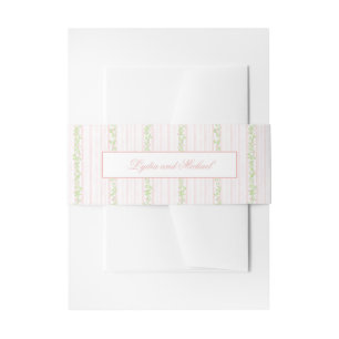 Sweet Blush Pink and Sage Green Striped Invitation Belly Band