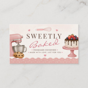 Sweet Blush Pink Home Bakery QR Code Business Card