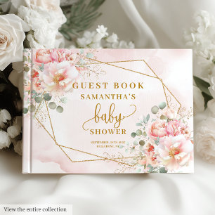 Sweet blush pink sage baby shower guest book