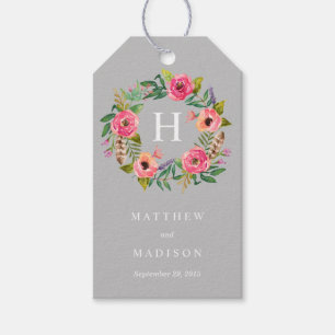 Sweet Bohemian Wreath in Grey   Wedding Gift Tags