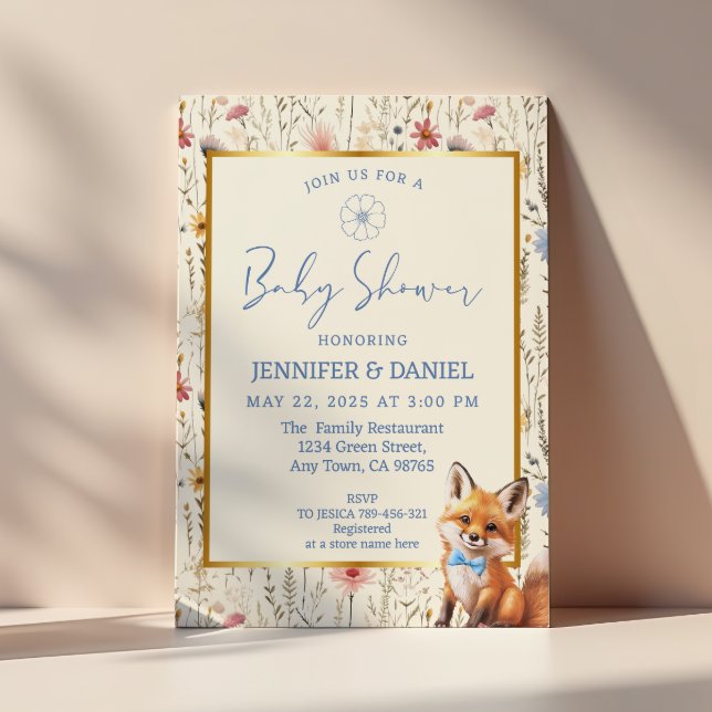 Sweet Boho Blue Forest Animal Baby Shower Invitation (Creator Uploaded)