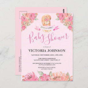 Sweet Boho Floral Squirrel Woodland Baby Shower In Postcard