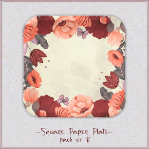 Sweet boho folk art butterfly floral paper plate