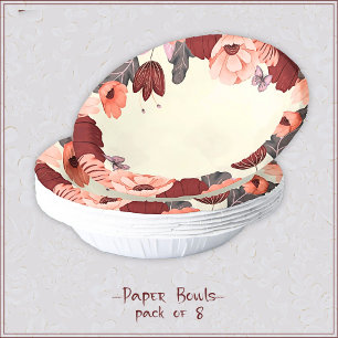 Sweet boho folk art floral botanical  paper plate