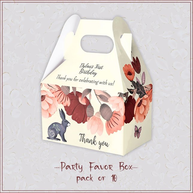 Sweet boho folk art rabbit butterfly floral Hygge Favour Box (Creator Uploaded)
