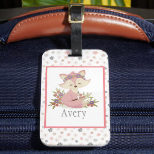 Sweet Boho Fox Personalised Luggage Tag