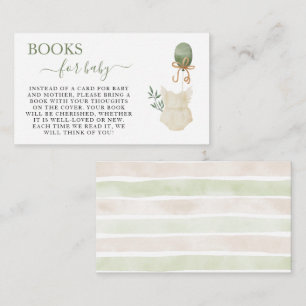 Sweet Boho Neutral Girl Baby Shower Books for Baby Enclosure Card