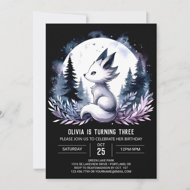 Sweet Boho Wolf Birthday  Invitation (Front)